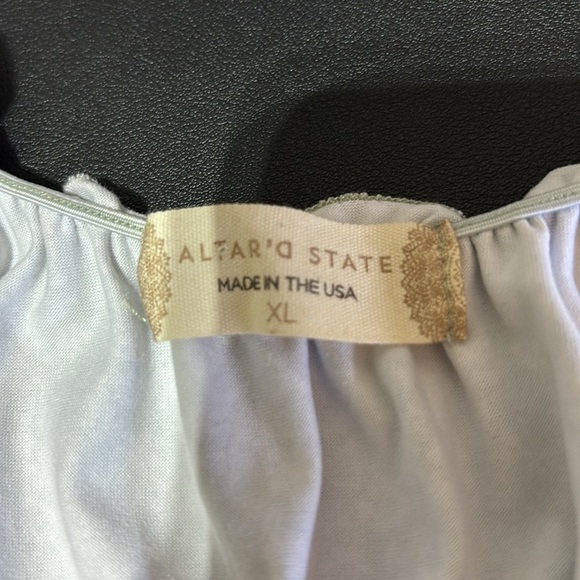 ALTAR’D STATE Green Floral,double ruffle hemline,ruffle scoop neck,shirred waist - Picture 5 of 8